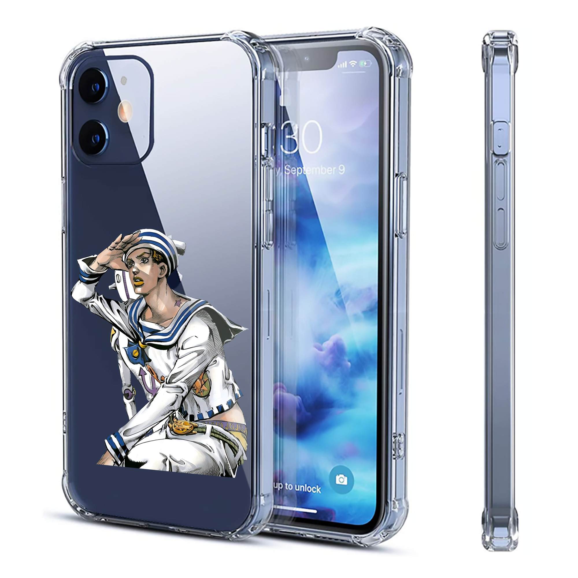 （画像用） ジョジョの奇妙な冒険 東方定助 JoJo's Bizarre Adventure Higashikata Josuke 【iPhone 12シリーズ対応】透明スマホケース（クリアソフトケース）